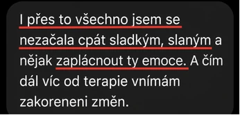 Zpráva od klientky Radany: ani v náročném období se nezačala přejídat sladkým a slaným.