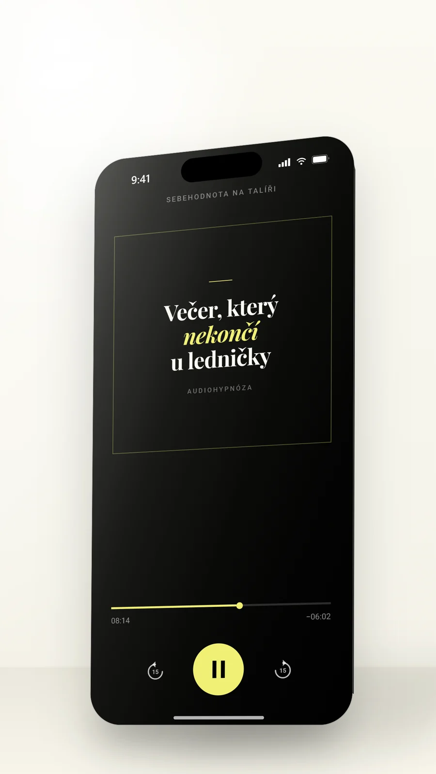 Audiohypnóza Večer, který nekončí u ledničky přehrávaná v telefonu